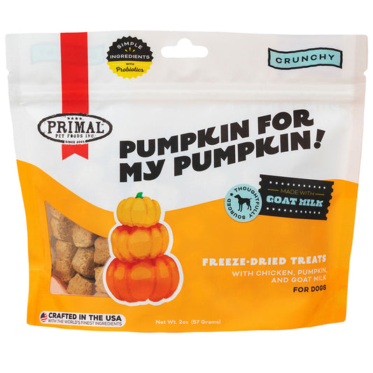 Primal Pumpkin For My Pumpkin! Chicken, Pumpkin w/ Goats Milk Freeze-Dried Dog Treats