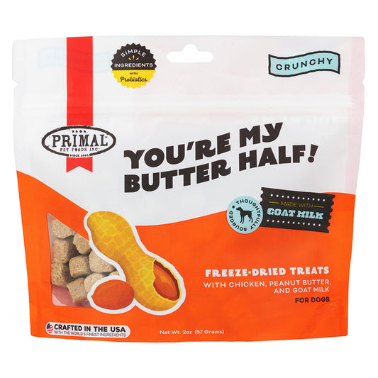 Primal You're My Butter Half! Chicken, Peanut Butter w/ Goats Milk Freeze-Dried Dog Treats