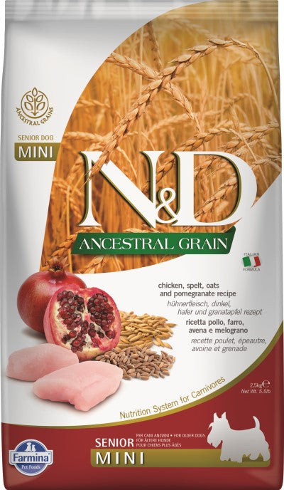 Farmina N&D Ancestral Grain Dry Dog Food - Chicken & Pomegranate Mini Senior