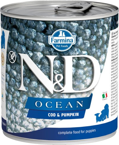 Farmina N&D Ocean Wet Puppy Food - Cod & Pumpkin Med/Maxi Puppy-Case Of 6, 10.05 Oz Cans