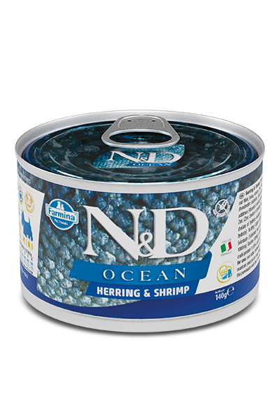 Farmina N&D Ocean Wet Dog Food - Herring & Shrimp Mini Adult-Case Of 6, 4.9 Oz Cans