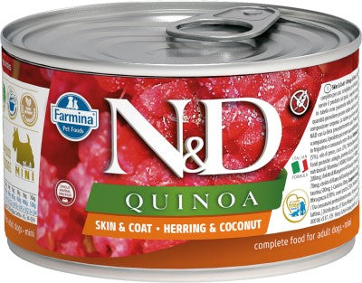 Farmina N&D Quinoa Wet Dog Food - Skin & Coat Herring Mini-Case Of 6, 4.9 Oz Cans