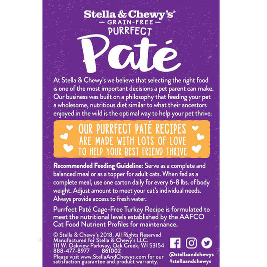 Stella & Chewy's Wet Cat Food - Purrfect Pate Turkey-Case of 12