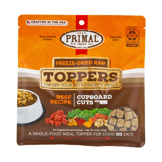 Primal Freeze-Dried Raw Cupboard Cuts Beef Recipe Meal Topper for Dogs & Cats