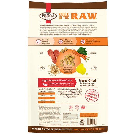Primal Kibble In The Raw Beef Recipe Kibble-Sized Bites Dog Food