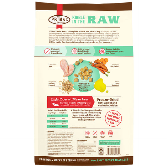 Primal Kibble In The Raw Chicken Recipe Kibble-Sized Bites Dog Food