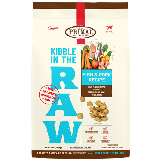Primal Kibble In The Raw Fish & Pork Recipe Kibble-Sized Bites Dog Food
