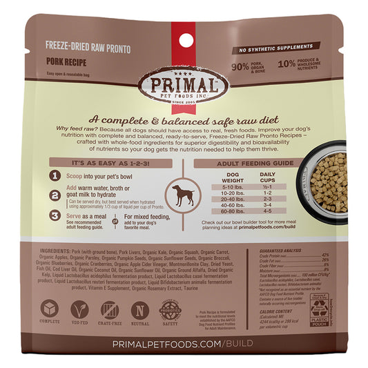 Primal Freeze-Dried Raw Pronto Pork Recipe Dog Food