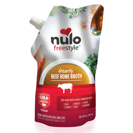 Nulo Freestyle Grain-Free Hearty Beef Bone Broth Dog & Cat Food Topper, 20 oz