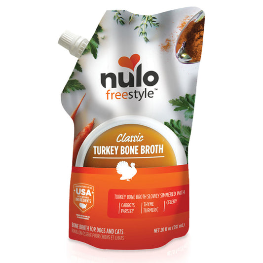 Nulo Freestyle Grain-Free Classic Turkey Bone Broth Dog & Cat Food Topper, 20 oz