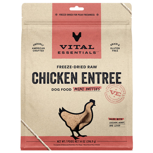 Vital Essentials Chicken Entrée Mini Patties Freeze-Dried Raw Dog Food