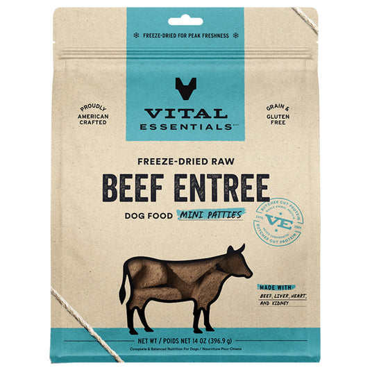 Vital Essentials Beef Entrée Mini Patties Freeze-Dried Raw Dog Food