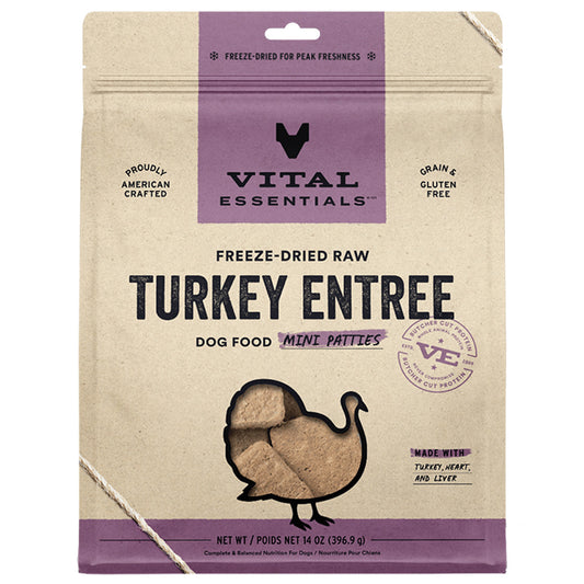 Vital Essentials Turkey Entrée Mini Patties Freeze-Dried Raw Dog Food