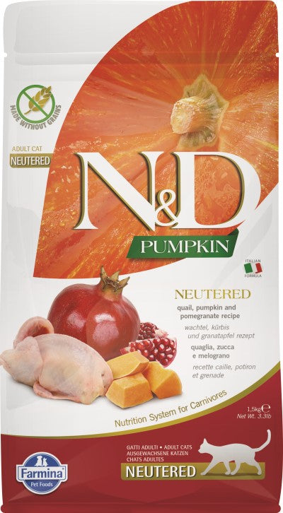 Farmina N&D Pumpkin Dry Cat Food - Quail & Pomegranate Neutered