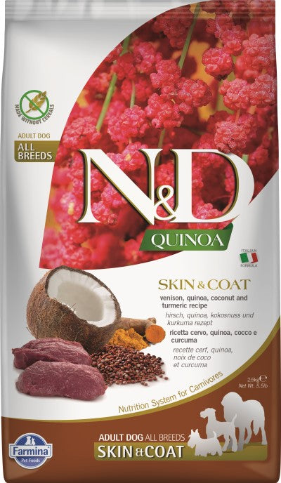 Farmina N&D Quinoa Dry Dog Food - Skin & Coat Venison  Farmina N&D Quinoa Dry Dog Food - Skin & Coat Venison