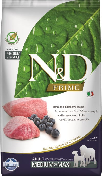 Farmina N&D Prime Dry Dog Food - Lamb & Blueberry Med/Maxi Adult