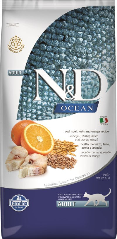 Farmina N&D Ocean Dry Cat Food - Cod, Spelt, & Orange Adult