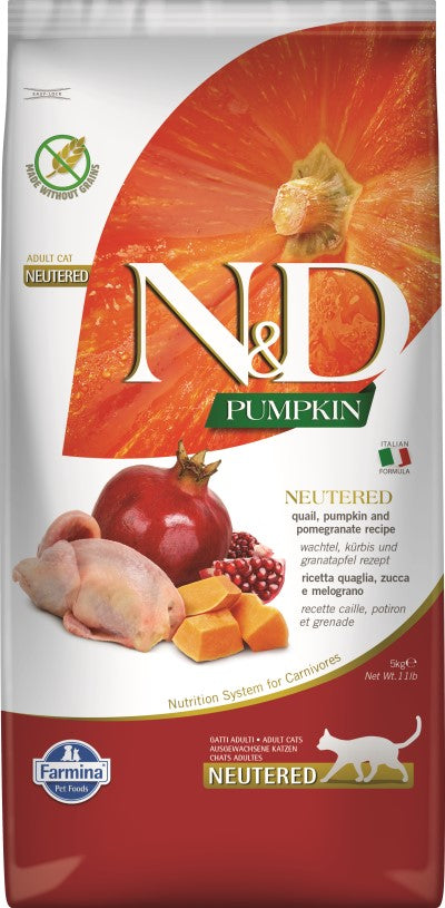 Farmina N&D Pumpkin Dry Cat Food - Quail & Pomegranate Neutered