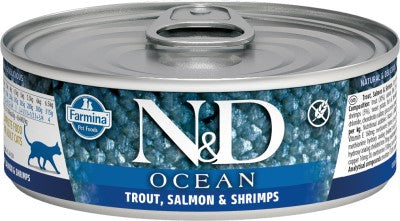 Farmina N&D Ocean Wet Cat Food - Trout, Salmon & Shrimp-Case of 24