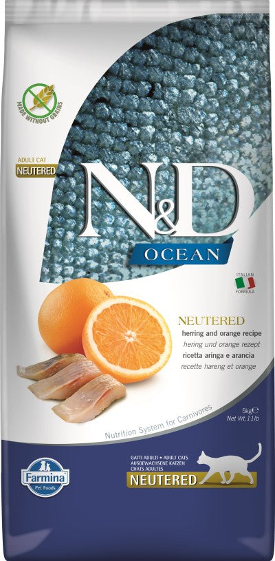 Farmina N&D Ocean Dry Cat Food - Herring & Orange Neutered Cat