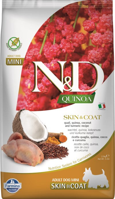 Farmina N&D Quinoa Dry Dog Food - Skin & Coat Quail Mini Adult