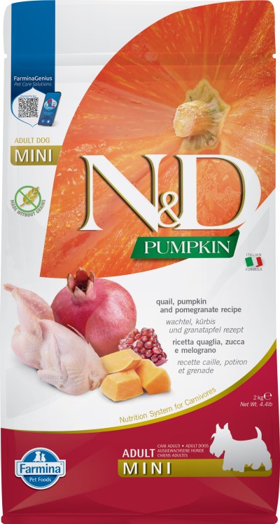 Farmina N&D Pumpkin Dry Dog Food - Quail & Pomegranate Mini Adult