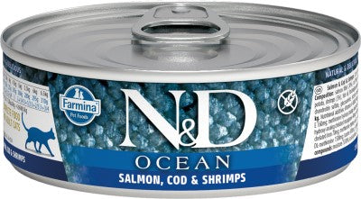 Farmina N&D Ocean Wet Cat Food - Salmon, Cod, & Shrimp-Case of 24