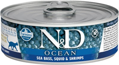Farmina N&D Ocean Wet Cat Food - Sea Bass, Squid, & Shrimp-Case of 24