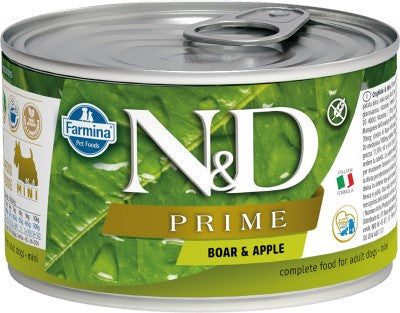 Farmina N&D Prime Wet Dog Food - Boar & Apple Mini Adult-Case Of 6, 4.9 Oz Cans