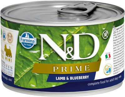 Farmina N&D Prime Wet Dog Food - Lamb & Blueberry Mini Adult-Case Of 6, 4.9 Oz Cans