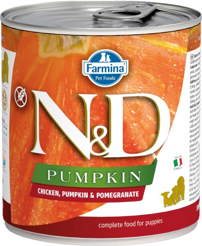 Farmina N&D Pumpkin Wet Puppy Food - Chicken, Pumpkin, & Pomegranate Med/Maxi Puppy-Case Of 6, 10.05 Oz Cans