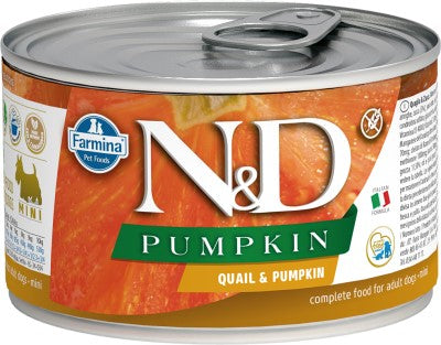 Farmina N&D Pumpkin Wet Dog Food - Quail & Pumpkin Mini Adult-Case Of 6, 4.9 Oz Cans