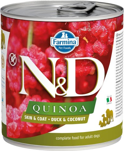 Farmina N&D Quinoa Wet Dog Food - Skin & Coat Duck Med/Maxi-Case Of 6, 10.05 Oz Cans