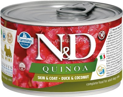 Farmina N&D Quinoa Wet Dog Food - Skin & Coat Duck Mini-Case Of 6, 4.9 Oz Cans
