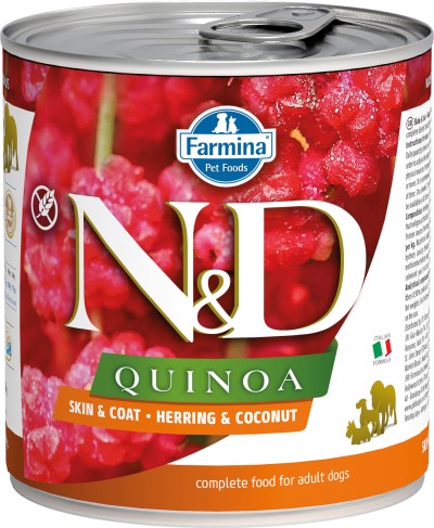 Farmina N&D Quinoa Wet Dog Food - Skin & Coat Herring Med/Maxi-Case Of 6, 10.05 Oz Cans