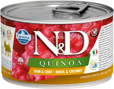 Farmina N&D Quinoa Wet Dog Food - Skin & Coat Quail Mini-Case Of 6, 4.9 Oz Cans