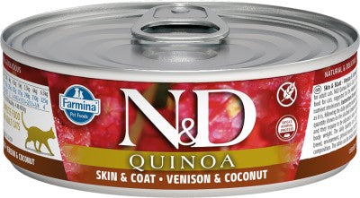 Farmina N&D Quinoa Wet Cat Food - Skin & Coat Venison-Case of 24