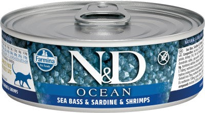 Farmina N&D Ocean Wet Cat Food - Sea Bass, Sardine, & Shrimp-Case of 24
