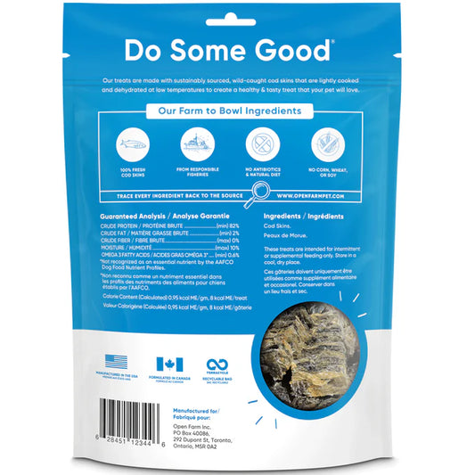 OPEN FARM DEHYDRATED COD SKIN DOG TREATS - 2.25OZ
