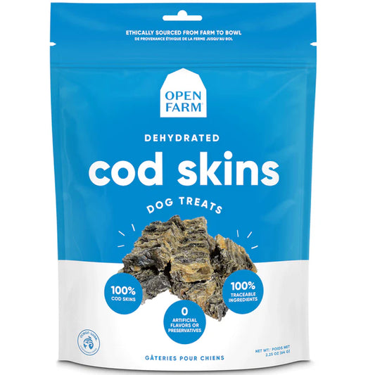 OPEN FARM DEHYDRATED COD SKIN DOG TREATS - 2.25OZ