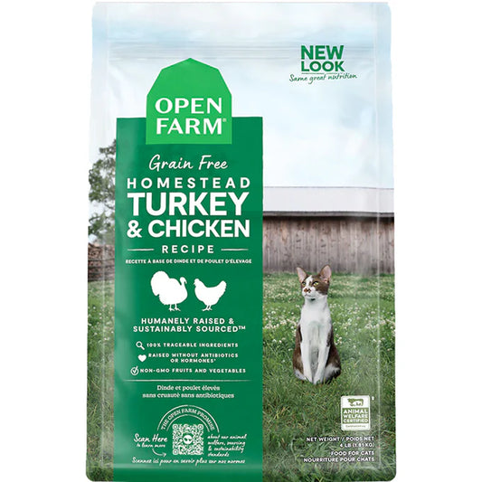 OPEN FARM HOMESTEAD TURKEY & CHICKEN DRY CAT FOOD - 4LBS