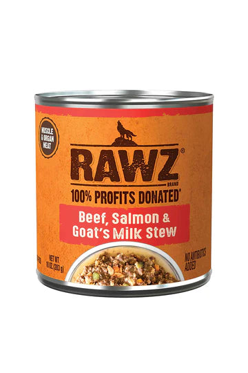 Rawz Beef Salmon and Goat Milk Stew Canned Dog Food